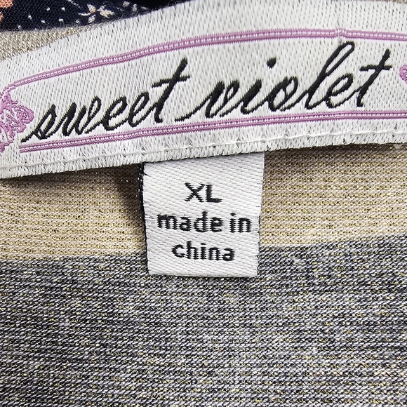 Sweet Violet Striped Short Sleeve Round Neckline Glitter Tunic Size XL - Picture 4 of 11